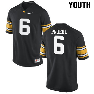 Youth Iowa Hawkeyes #6 Josh Proehl College Football Jerseys-Black - Click Image to Close